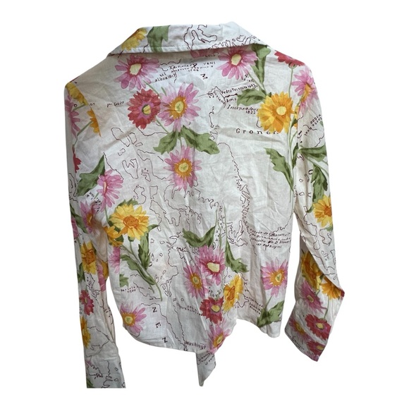 Calypso St. Barths Cream Button Down Crop Top with Tie Front - Picture 3 of 8